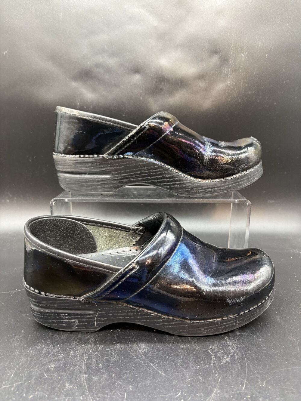 Dansko Professional Clogs Iridescent Oil Slick Patent Leather Shoes Women EU 39